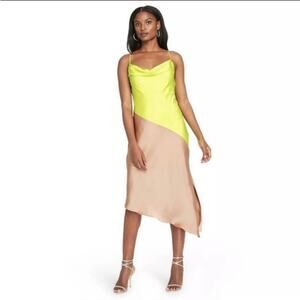 Cushnie X Target Lime And Tan Draped Slip Dress Size 0. NEW